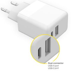 Accezz Wall Charger iPhone 7 Plus - Chargeur - Connexion USB-C et USB - Power Delivery - 20 Watt - Blanc