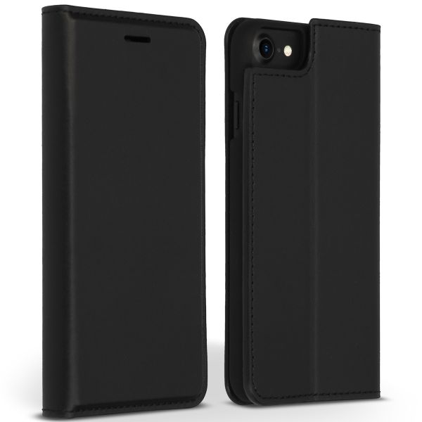 Accezz Étui de téléphone Slim Folio en cuir de qualité supérieure iPhone SE (2022 / 2020) / 8 / 7 / 6(s) - Noir