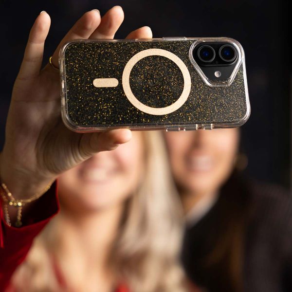 imoshion Coque arrière transparente Pailletée avec MagSafe Apple iPhone 15 - Doré