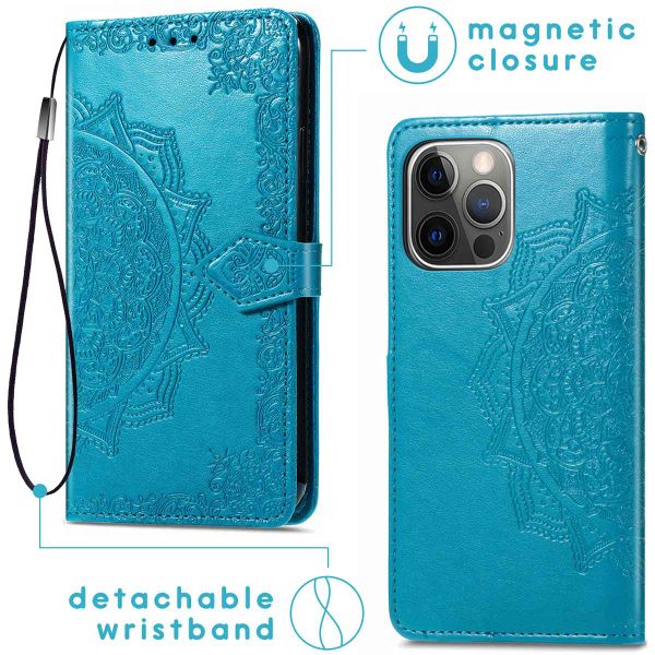 imoshion Etui de téléphone portefeuille Mandala iPhone 13 Pro - Turquoise