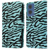imoshion Étui de télephone portefeuille Design Motorola Moto G04 / G24 - Black Blue Stripes