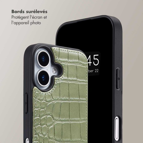 Selencia Coque de télephone Nova Croco avec cordon et porte-cartes Apple iPhone 17 - Sage Green