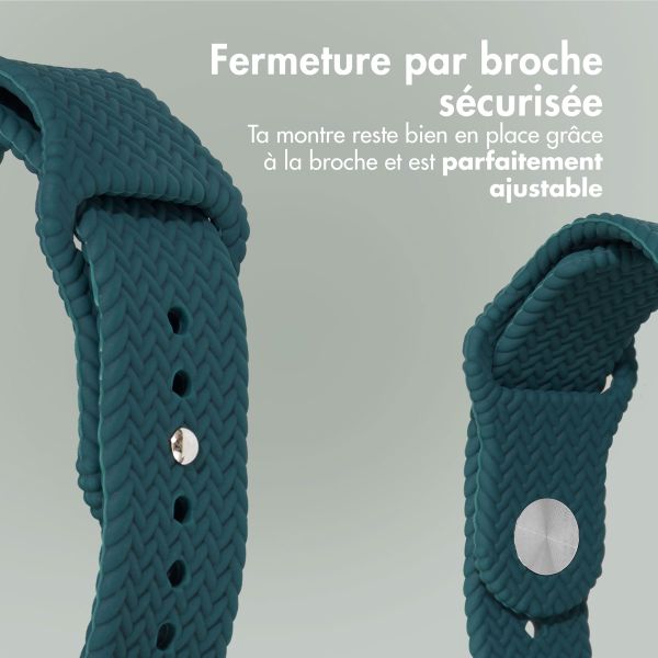 imoshion Bracelet en silicone tressé Apple Watch Series 1 à 10 / SE / Ultra (2) (44/45/46/49 mm) - Vert foncé