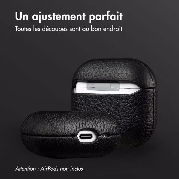 Accezz Coque en Cuir véritable Apple AirPods 4 - Noir