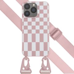Selencia Coque design en silicone avec cordon amovible Apple iPhone 13 Pro - Irregular Check Sand Pink