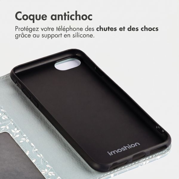 imoshion Étui de télephone portefeuille Design Apple iPhone 17e / 16e - Smoke Green Flowers