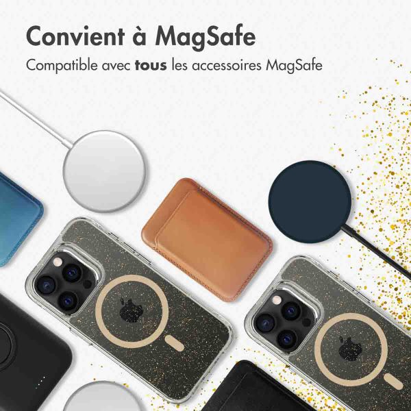 imoshion Coque arrière transparente Pailletée avec MagSafe Apple iPhone 15 Pro - Doré