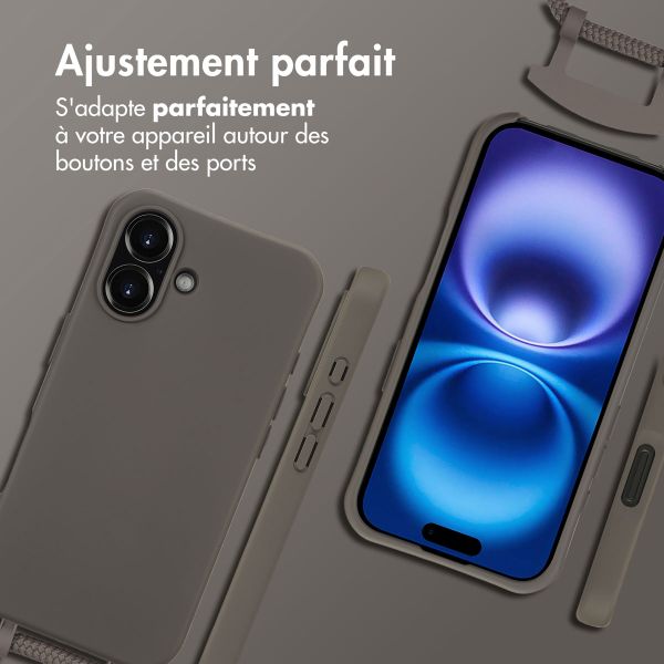 imoshion Coque arrière Color avec cordon amovible et MagSafe Apple iPhone 16 - Black Coffee