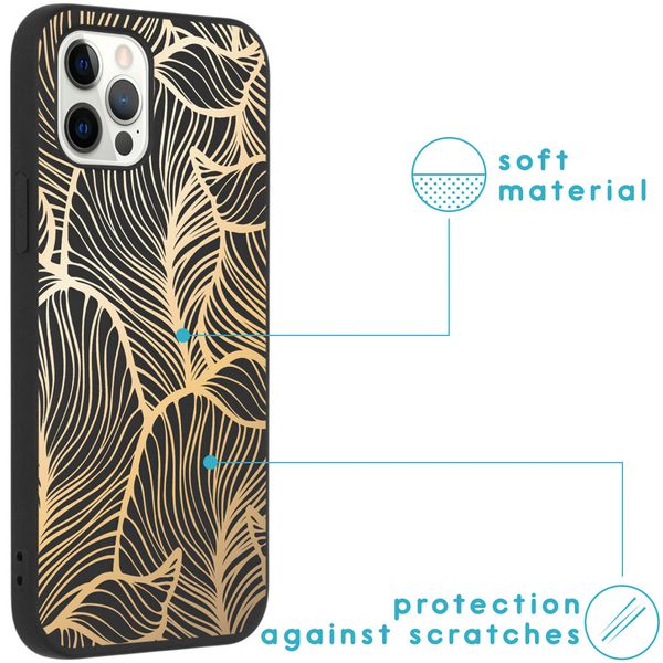 imoshion Coque Design iPhone 12 (Pro) - Feuilles / Noir