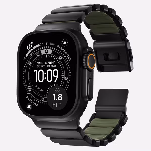 Nomad Bracelet Stratos Apple Watch | 44/45/46/49 mm - Forest Green / Black Titanium