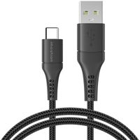 imoshion Chargeur Mural avec câble USB-C vers USB - Chargeur - Textile tissé - 20 Watt - 1,5 mètres - Noir