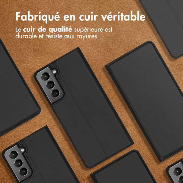 Accezz Étui de téléphone Slim Folio en cuir de qualité supérieure Samsung Galaxy S21 - Noir