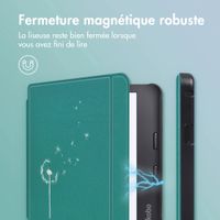 imoshion Design Slim Hard Sleepcover avec support Kobo Libra 2 / Tolino Vision 6 - Green Dandelion