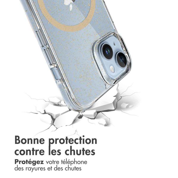imoshion Coque arrière transparente Pailletée avec MagSafe Apple iPhone 14 - Doré
