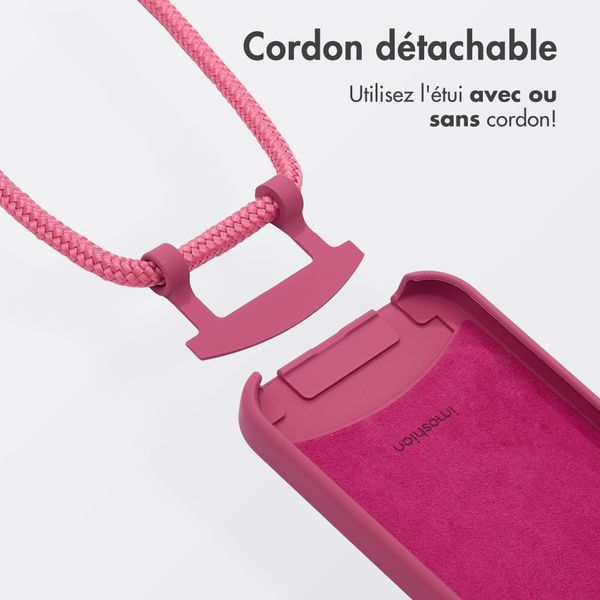 imoshion Coque arrière Color avec cordon amovible et MagSafe Apple iPhone 15 - Raspberry