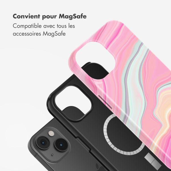 Selencia Coque arrière Vivid Tough avec MagSafe iPhone 14 - Pastel Lipstick Marble