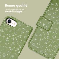 imoshion Étui de télephone portefeuille Design Apple iPhone SE (2022 / 2020) / 8 / 7 / 6(s) - Green Flowers