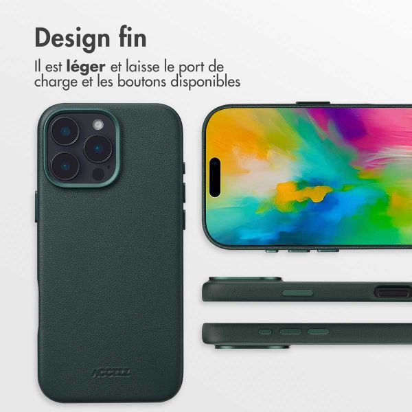 Accezz Coque arrière en cuir avec MagSafe Apple iPhone 16 Pro Max - Cedar Green