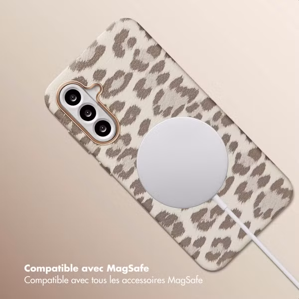 Selencia Coque Sabi imprimé panthère avec MagSafe Samsung Galaxy A56 - Soft Ivory