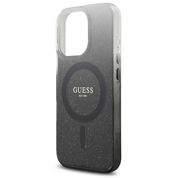 Guess Coque MagSafe IML Glitter Gradient Apple iPhone 16 Pro - Noir