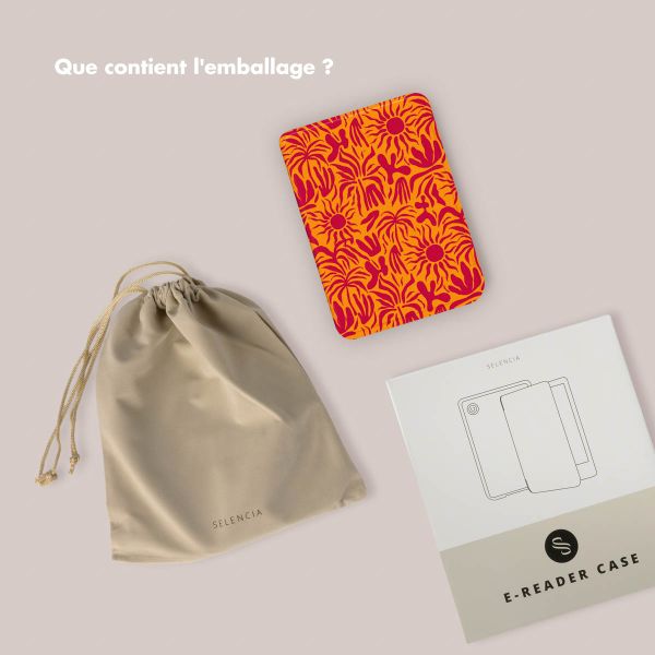 Selencia Étui de liseuse portefeuille Vivid Kobo Clara Colour / Clara BW - Tropical Vibes Apricot