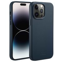 Accezz Coque arrière en cuir avec MagSafe Apple iPhone 14 Pro Max - Nightfall Blue