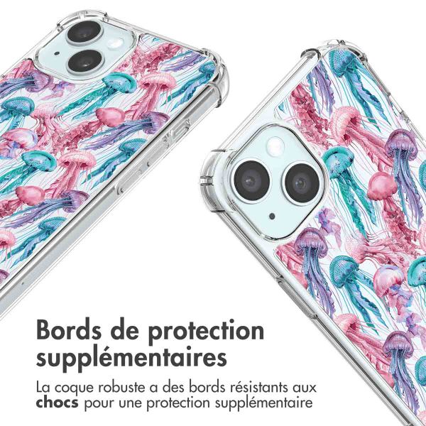 imoshion Coque Design avec cordon Apple iPhone 15 - Jellyfish Watercolor