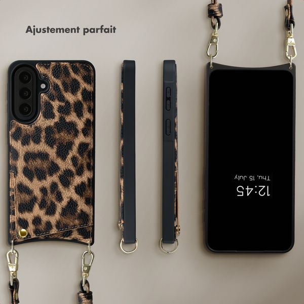 Selencia Coque de télephone Nova avec cordon et porte-cartes Samsung Galaxy A57 (5G) - Leopard