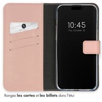 Selencia Étui de téléphone portefeuille en cuir véritable iPhone 15 Pro - Dusty Pink