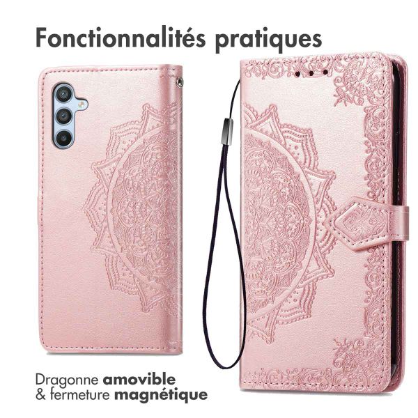 imoshion Etui de téléphone portefeuille Mandala Samsung Galaxy A54 (5G) - Rose Dorée