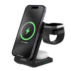 Accezz Chargeur sans fil pliable 3-in-1 MagSafe - 20W - Noir