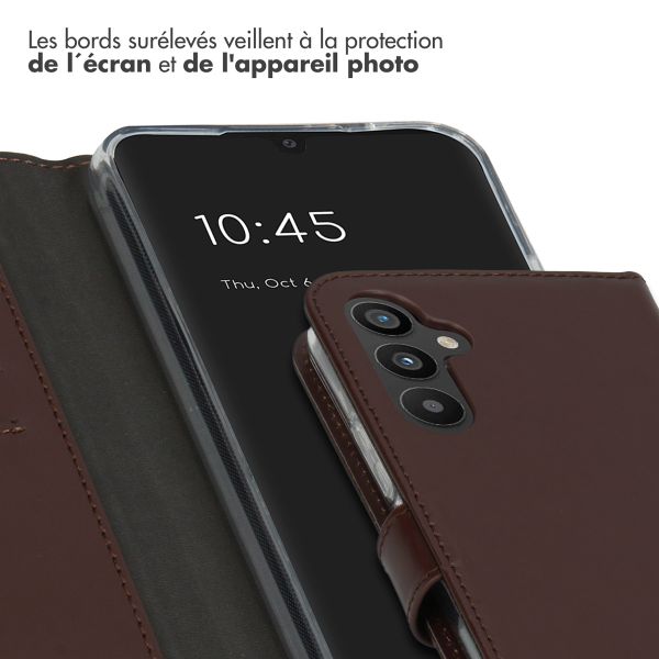 Selencia Étui portefeuille en cuir véritable Samsung Galaxy A34 (5G) - Marron