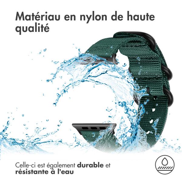 imoshion Bracelet en nylon Apple Watch Series 1-10 / SE / Ultra (2) - 42/44/45/46/49 mm - Vert foncé