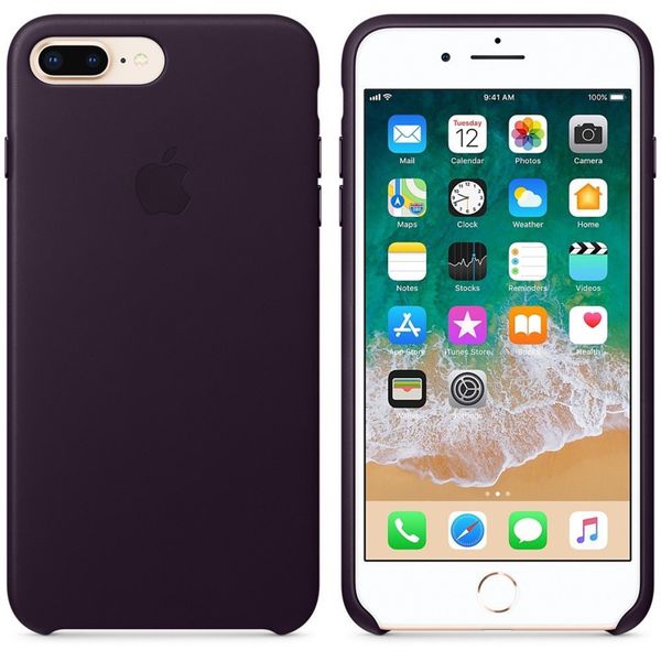 Apple Coque en cuir Luxe iPhone 8 Plus / 7 Plus - Aubergine