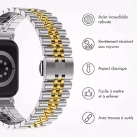Selencia Bracelet Metallique Jubilee Apple Watch Series 1 t/m 9 / SE (38/40/41 mm) | Series 10 / 11 (42 mm) - Argent et Or