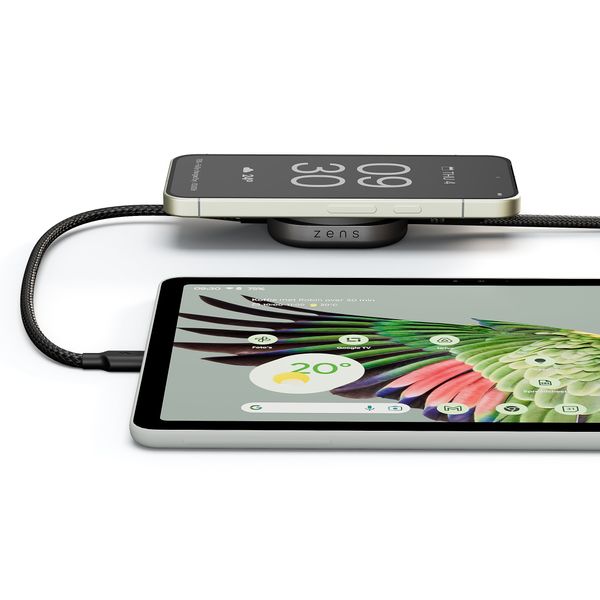 Zens Câble USB-C Pro 2 avec chargeur sans fil pour téléphone / earbuds - MagSafe et Qi2 - Noir