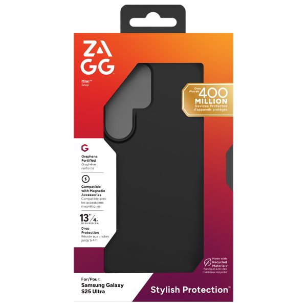 ZAGG Coque Milan Snap avec MagSafe Samsung Galaxy S25 Ultra - Black