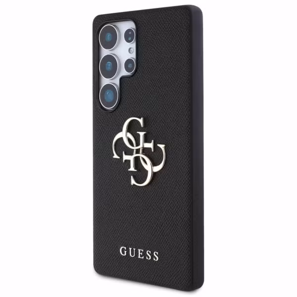 Guess Coque 4G Metal Logo Saffiano Samsung Galaxy S25 Ultra - Noir