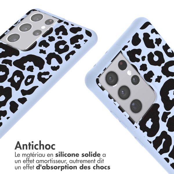 imoshion Coque design en silicone avec cordon Samsung Galaxy S21 Ultra - Animal Lila