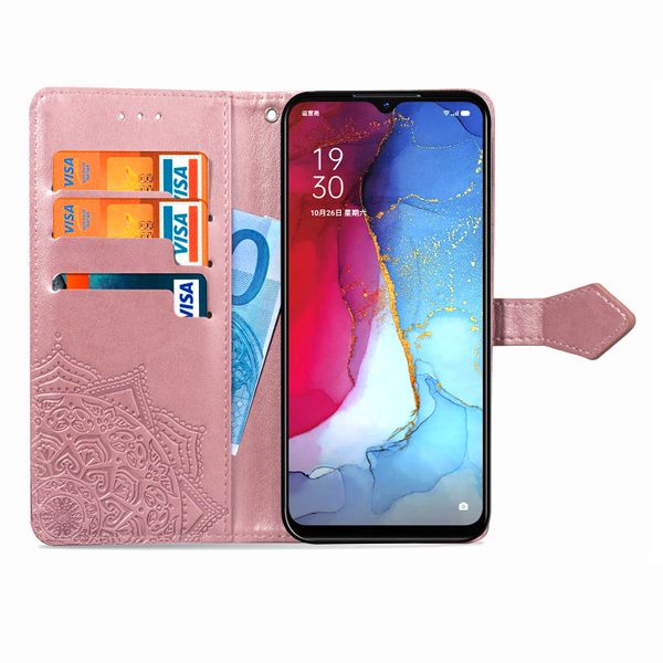 Etui de téléphone portefeuille Mandala Oppo Reno3 / A91