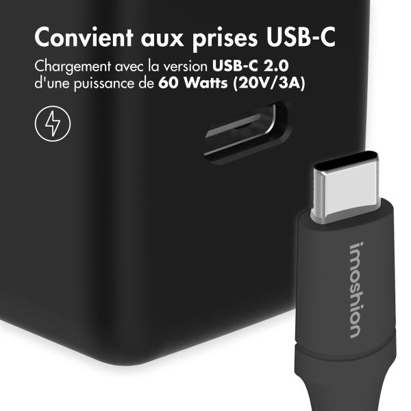 imoshion Câble tressé magnétique - USB-C vers USB-C - 1 mètre - Noir