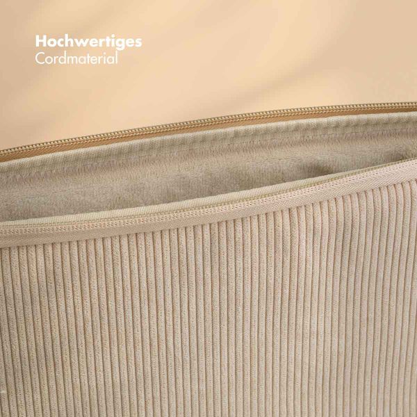 Selencia Pochette ordinateur Corduroy 15-16 pouces - Beige
