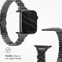 Selencia Bracelet en acier slim style Jubilee Apple Watch Series 1 t/m 9 / SE (38/40/41 mm) | Series 10 / 11 (42 mm) - Noir