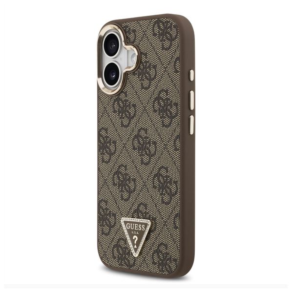 Guess Coque arrière en cuir avec logo Triangle classique et MagSafe Apple iPhone 17 - Marron