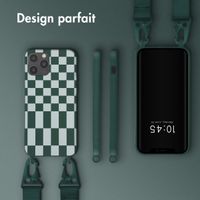 Selencia ﻿Coque design en silicone avec cordon amovible Apple iPhone 12 (Pro) - Irregular Check Green