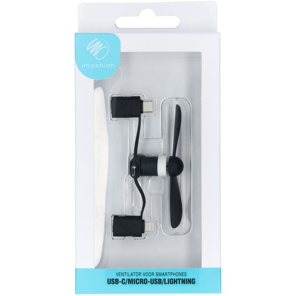 imoshion Ventilateur pour smartphones USB-C, Micro-USB & Lightning