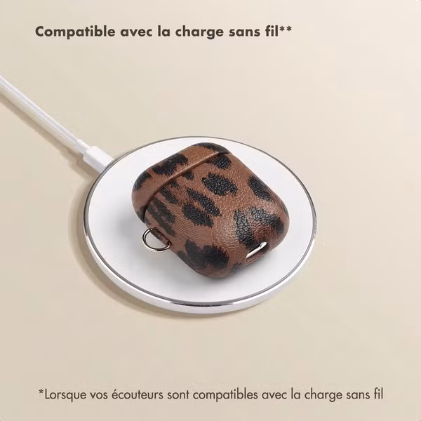 Selencia Coque Sabi motif panthère  Apple Airpods 1 / 2 - Mocha Brown