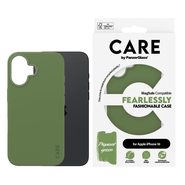 CARE by PanzerGlass Coque Fashion MagSafe iPhone 16 - Vert