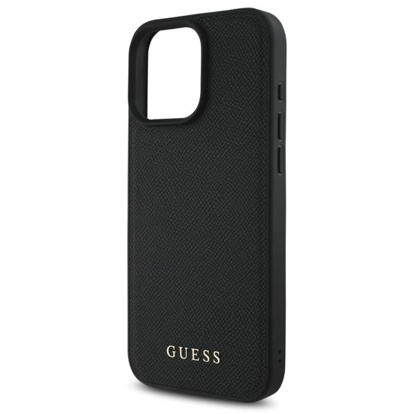 Guess Coque Grained MagSafe avec Flower Charm Strap Apple iPhone 16 Pro Max - Noir