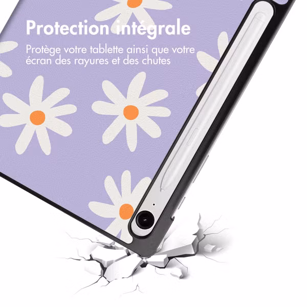 imoshion Coque tablette Design Trifold Samsung Galaxy Tab S9 11.0 pouces / Tab S10 FE / S9 FE 10.9 pouces - Flower Distance